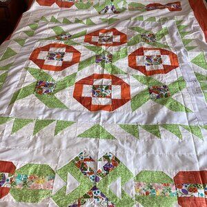 Handmade Unfinished Top Twin Size Quilt 64" x 97" Quilting Bed Bedding Comforter